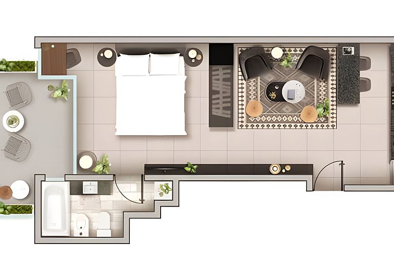 Moderno Studio con Gran Vista