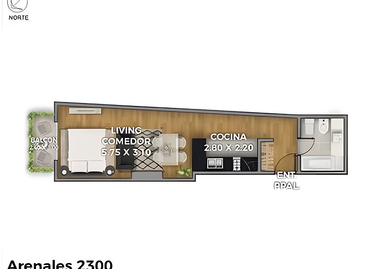 Cómodo Studio en Recoleta con Piscina y Gimnasio!